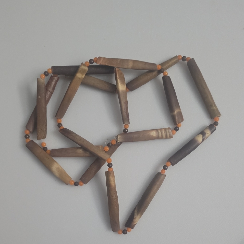 Brown and Orange Beaded Necklace